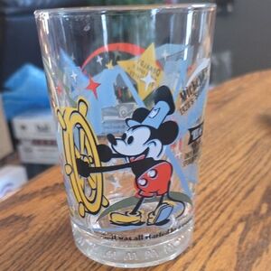 Disney Mickey Mouse Mc Donalds COLLESTOR Glass Tumbler - Red and Yellow